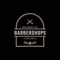 Vintage Retro Badge Emblem Logotype Barber Shop Logo Design Linear Style vector