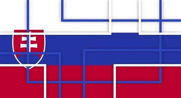 Abstract Geometric Square Stripes Lines Papercut Background with Flag of Slovakia vector