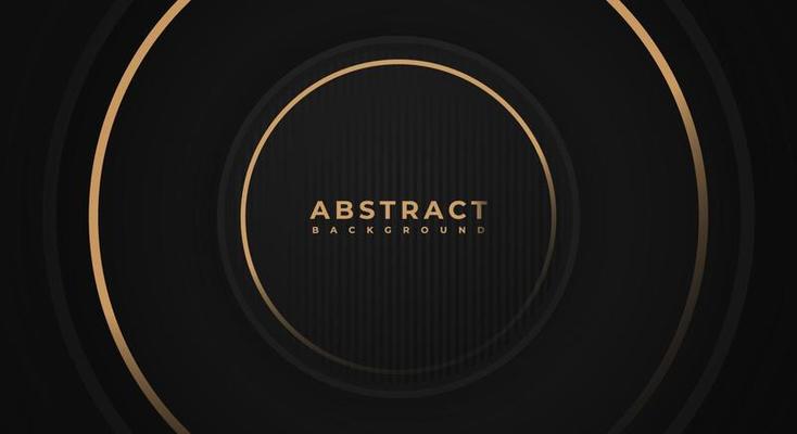 Abstract 3D Background Circle Golden Dark Black Papercut Layer with Copy Space for Text or Message