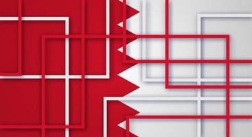 Abstract Geometric Square Stripes Lines Papercut Background with Flag of Bahrain vector