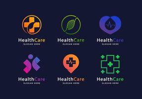 conjunto de ilustración de icono de vector de logotipo de salud de farmacia médica