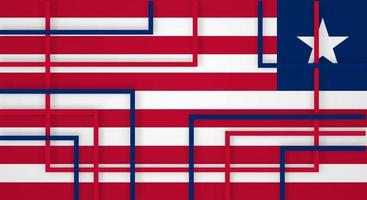 Abstract Geometric Square Stripes Lines Papercut Background with Flag of Liberia vector