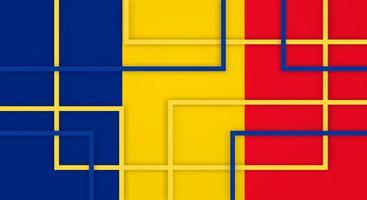 Abstract Geometric Square Stripes Lines Papercut Background with Flag of Romania vector