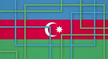 Fondo de corte de papel de líneas de rayas cuadradas geométricas abstractas con bandera de azerbaiyán vector