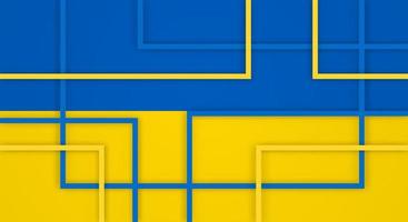 Abstract Geometric Square Stripes Lines Papercut Background with Flag of Ukraine vector