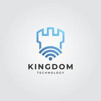 Internet Wireless with Castle Logo with Line Art Technology Concept vector