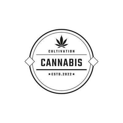 Vintage Retro Badge Emblem Cannabis Marijuana Hemp Rectangle Logo Design Linear Style