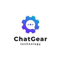 Bubble Chat Gear Negative Space Symbol for Automation Chat Logo Design Inspiration vector