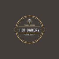 Vintage Retro Badge Emblem Logotype Bakery Ear Wheat Silhouette for Bakehouse Logo Design Linear Style vector