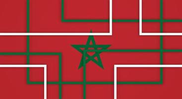 Abstract Geometric Square Stripes Lines Papercut Background with Flag of Marocco vector