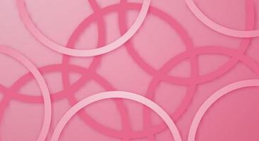 Fondo de corte de papel de líneas de rayas de círculo geométrico 3d abstracto con patrón de decoración realista de colores claros rosados vector