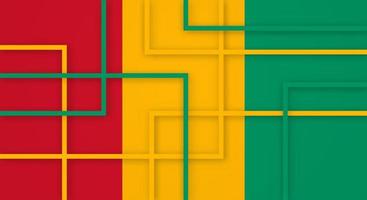 Abstract Geometric Square Stripes Lines Papercut Background with Flag of Guinea vector