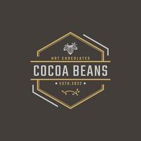 Vintage Retro Badge Emblem Chocolate with Cocoa Bean Logo Design Linear Style vector