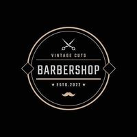 Vintage Retro Badge Emblem Logotype Barber Shop Logo Design Linear Style vector