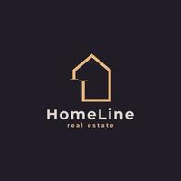 House Logo. Gold House Symbol Geometric Linear Style. Usable for Real Estate, Construction, Architecture and Building Logos vector