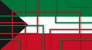 Abstract Geometric Square Stripes Lines Papercut Background with Flag of Kuwait vector