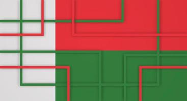 Abstract Geometric Square Stripes Lines Papercut Background with Flag of Madagascar vector