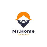 símbolo de punto de hombre de casa. Combinación de logotipo de ubicación de pin y casa de techo. adecuado para el logotipo inmobiliario del contratista vector