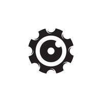 logotipo de icono de configuración de cámara con lente símbolo de fotografía industrial vector