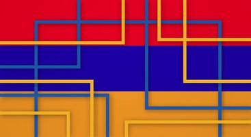 Abstract Geometric Square Stripes Lines Papercut Background with Flag of Armenia vector