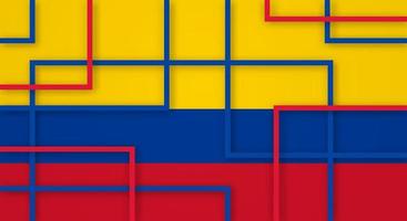 Abstract Geometric Square Stripes Lines Papercut Background with Flag of Colombia vector