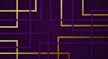 Abstract 3D Geometric Square Stripes Lines Paper cut Background with Dark Purple and Gold Colors Realistic Decoration Pattern vector