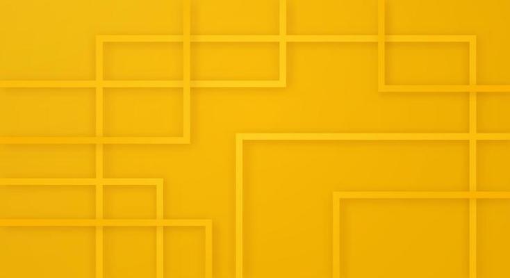 Abstract 3D Geometric Square Stripes Lines Paper cut Background with Yellow Colors Realistic Decoration Pattern