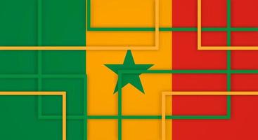 Fondo de corte de papel de líneas de rayas cuadradas geométricas abstractas con bandera de senegal vector