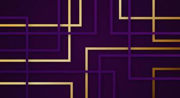 Abstract 3D Geometric Square Stripes Lines Paper cut Background with Dark Purple and Gold Colors Realistic Decoration Pattern vector