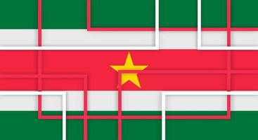 Abstract Geometric Square Stripes Lines Papercut Background with Flag of Suriname vector