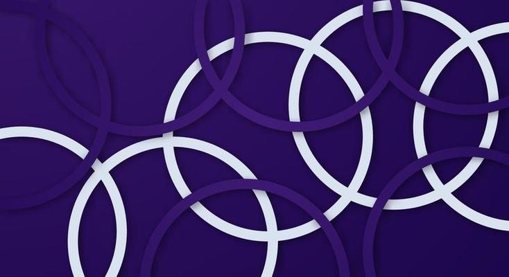 Abstract 3D Geometric Circle Stripes Lines Papercut Background with Dark Purple and White Colors Realistic Decoration Pattern