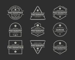 Vintage Retro Badge Emblem Photographer Photo Camera Icon Logo Design Linear Style
