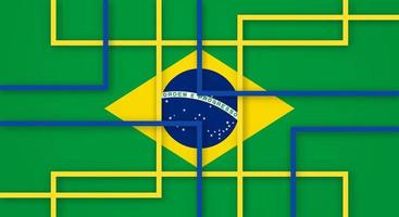 Abstract Geometric Square Stripes Lines Papercut Background with Flag of Brazil vector