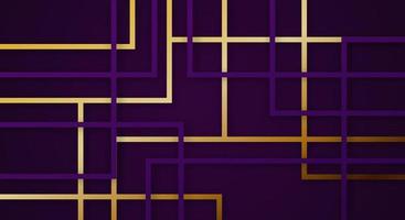 Abstract 3D Geometric Square Stripes Lines Paper cut Background with Dark Purple and Gold Colors Realistic Decoration Pattern vector