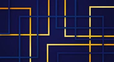 Abstract 3D Geometric Square Stripes Lines Paper cut Background with Dark Blue and Gold Colors Realistic Decoration Pattern vector