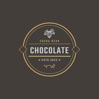 Vintage Retro Badge Emblem Chocolate with Cocoa Bean Logo Design Linear Style vector
