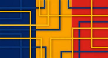 Abstract Geometric Square Stripes Lines Papercut Background with Flag of Chad vector