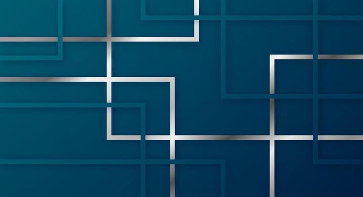 Abstract 3D Geometric Square Stripes Lines Paper cut Background with Dark Blue and Silver Colors Realistic Decoration Pattern