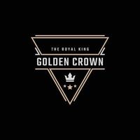 Golden King Crown Royal Vintage Retro Classic Luxury Label Logo Design Linear Style vector