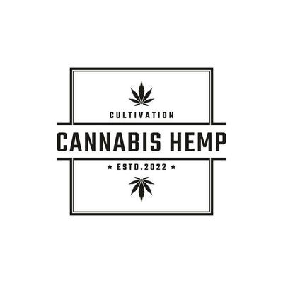 Vintage Retro Badge Emblem Cannabis Marijuana Hemp Rectangle Logo Design Linear Style