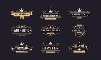 conjunto de insignias retro vintage y elemento de diseño de logotipo de siluetas vector