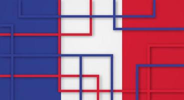 Abstract Geometric Square Stripes Lines Papercut Background with Flag of France vector