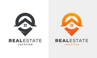 Contractor Real Estate Symbol with Pin Location Logo Design Inspiration vector