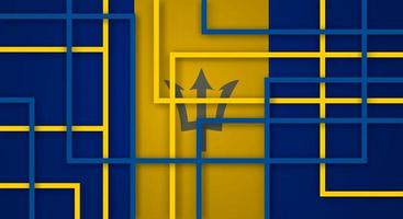 Abstract Geometric Square Stripes Lines Papercut Background with Flag of Barbados vector