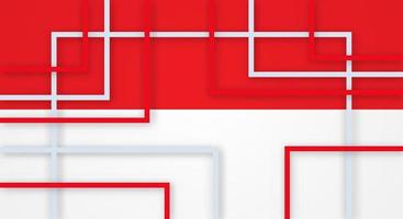 Abstract Geometric Square Stripes Lines Papercut Background with Flag of Indonesia vector