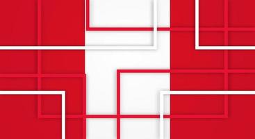 Fondo de corte de papel de líneas de rayas cuadradas geométricas abstractas con bandera de Perú vector