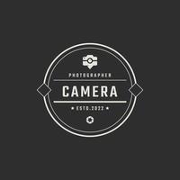 Vintage Retro Badge Emblem Photographer Photo Camera Icon Logo Design Linear Style vector