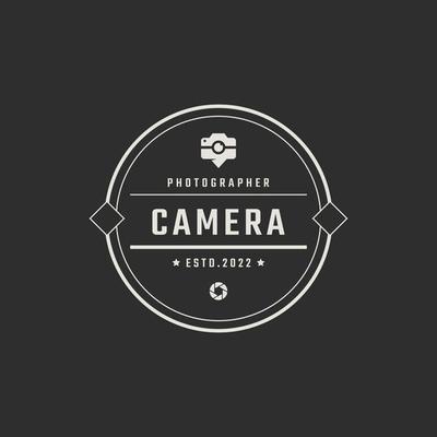 Vintage Retro Badge Emblem Photographer Photo Camera Icon Logo Design Linear Style