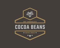 Vintage Retro Badge Emblem Chocolate with Cocoa Bean Logo Design Linear Style vector