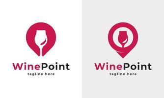 logotipo de punto de vino. combinación de logotipo de ubicación de pin y copa de vino. adecuado para el icono de la tienda de vinos vector